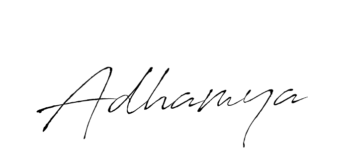 Use a signature maker to create a handwritten signature online. With this signature software, you can design (Antro_Vectra) your own signature for name Adhamya. Adhamya signature style 6 images and pictures png