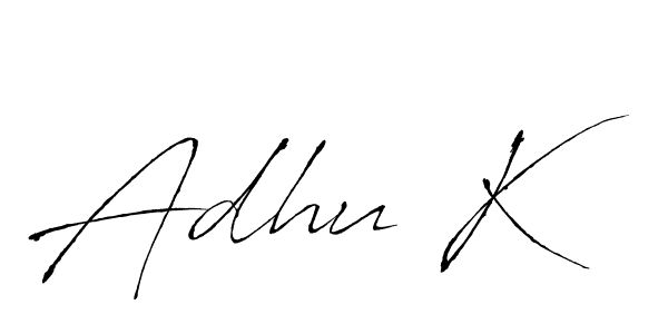Antro_Vectra is a professional signature style that is perfect for those who want to add a touch of class to their signature. It is also a great choice for those who want to make their signature more unique. Get Adhu K name to fancy signature for free. Adhu K signature style 6 images and pictures png