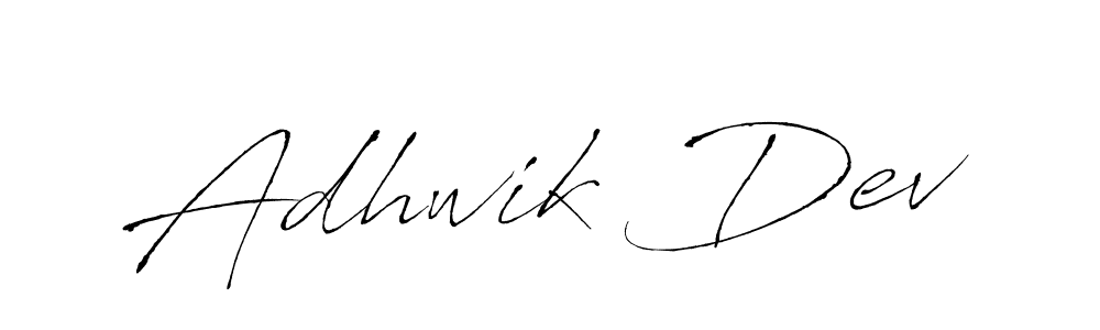 The best way (Antro_Vectra) to make a short signature is to pick only two or three words in your name. The name Adhwik Dev include a total of six letters. For converting this name. Adhwik Dev signature style 6 images and pictures png