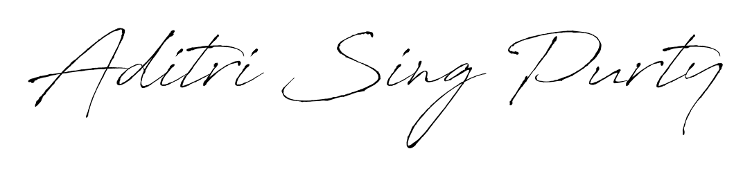 Transform the name Aditri Sing Purty into a signature masterpiece using Antro_Vectra font. Ideal for photographers, artists, and creators looking for watermarks. Aditri Sing Purty signature style 6 images and pictures png
