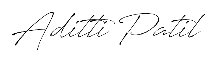 A sleek calligraphic signature for name Aditti Patil utilizing Antro_Vectra styling. Great for adding personal signatures to photos and art. Aditti Patil signature style 6 images and pictures png