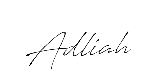 Design your own signature with our free online signature maker. With this signature software, you can create a handwritten (Antro_Vectra) signature for name Adliah. Adliah signature style 6 images and pictures png