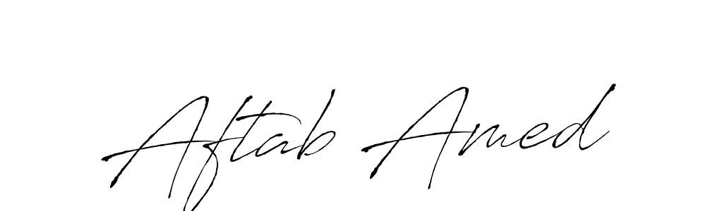 How to make Aftab Amed name signature. Use Antro_Vectra style for creating short signs online. This is the latest handwritten sign. Aftab Amed signature style 6 images and pictures png