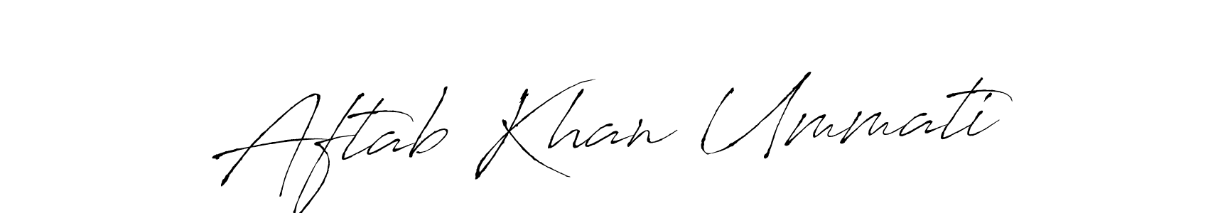 Antro_Vectra is a professional signature style that is perfect for those who want to add a touch of class to their signature. It is also a great choice for those who want to make their signature more unique. Get Aftab Khan Ummati name to fancy signature for free. Aftab Khan Ummati signature style 6 images and pictures png