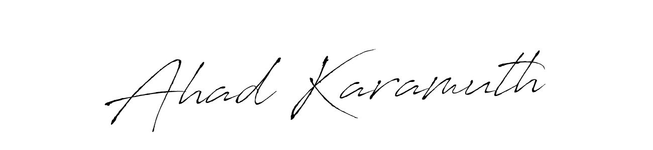 The best way (Antro_Vectra) to make a short signature is to pick only two or three words in your name. The name Ahad Karamuth include a total of six letters. For converting this name. Ahad Karamuth signature style 6 images and pictures png