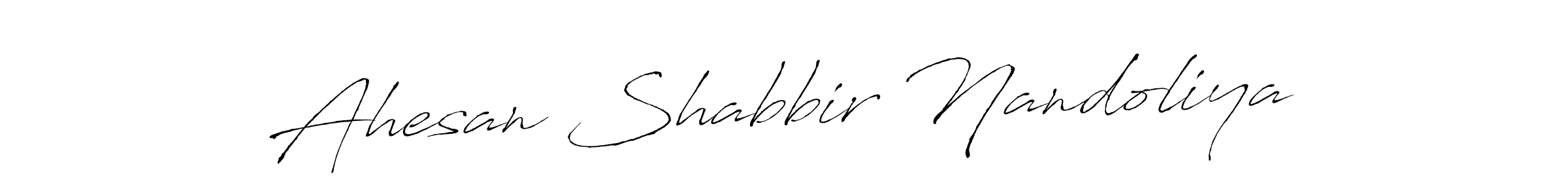 This is the best signature style for the Ahesan Shabbir Nandoliya name. Also you like these signature font (Antro_Vectra). Mix name signature. Ahesan Shabbir Nandoliya signature style 6 images and pictures png