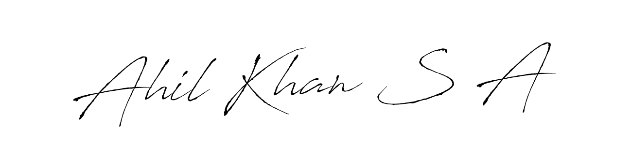 The best way (Antro_Vectra) to make a short signature is to pick only two or three words in your name. The name Ahil Khan S A include a total of six letters. For converting this name. Ahil Khan S A signature style 6 images and pictures png