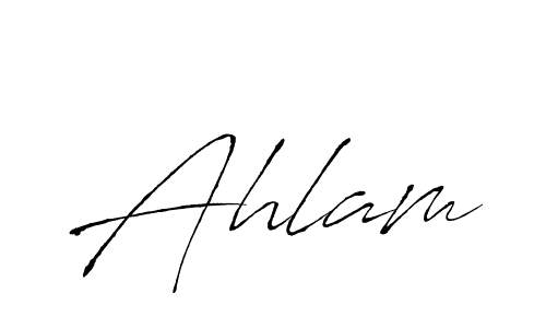 Design your own signature with our free online signature maker. With this signature software, you can create a handwritten (Antro_Vectra) signature for name Ahlam. Ahlam signature style 6 images and pictures png