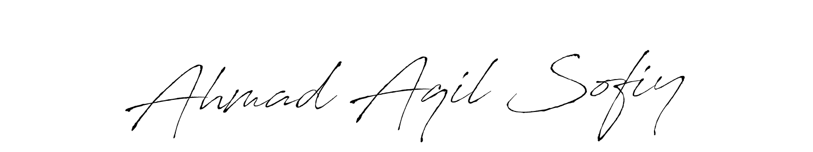 This is the best signature style for the Ahmad Aqil Sofiy name. Also you like these signature font (Antro_Vectra). Mix name signature. Ahmad Aqil Sofiy signature style 6 images and pictures png