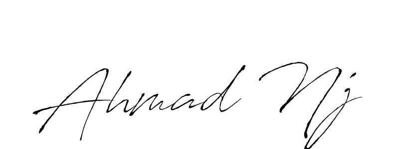 How to make Ahmad Nj name signature. Use Antro_Vectra style for creating short signs online. This is the latest handwritten sign. Ahmad Nj signature style 6 images and pictures png