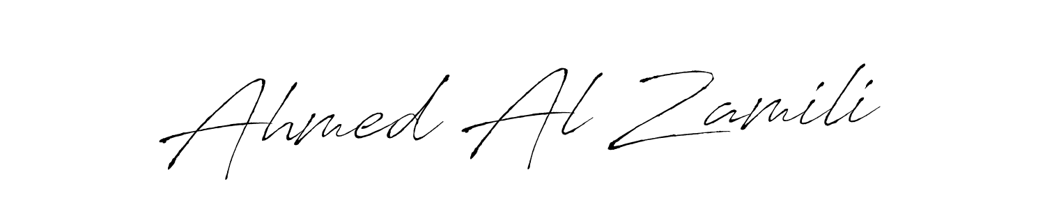 How to make Ahmed Al Zamili name signature. Use Antro_Vectra style for creating short signs online. This is the latest handwritten sign. Ahmed Al Zamili signature style 6 images and pictures png