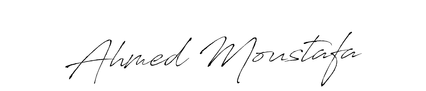 How to make Ahmed Moustafa name signature. Use Antro_Vectra style for creating short signs online. This is the latest handwritten sign. Ahmed Moustafa signature style 6 images and pictures png