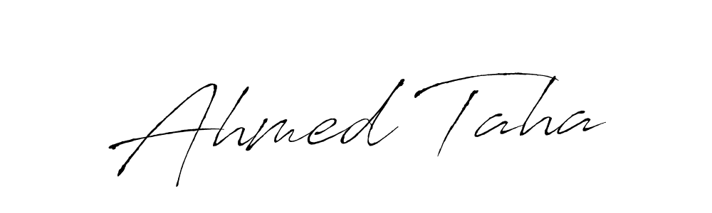 How to make Ahmed Taha name signature. Use Antro_Vectra style for creating short signs online. This is the latest handwritten sign. Ahmed Taha signature style 6 images and pictures png