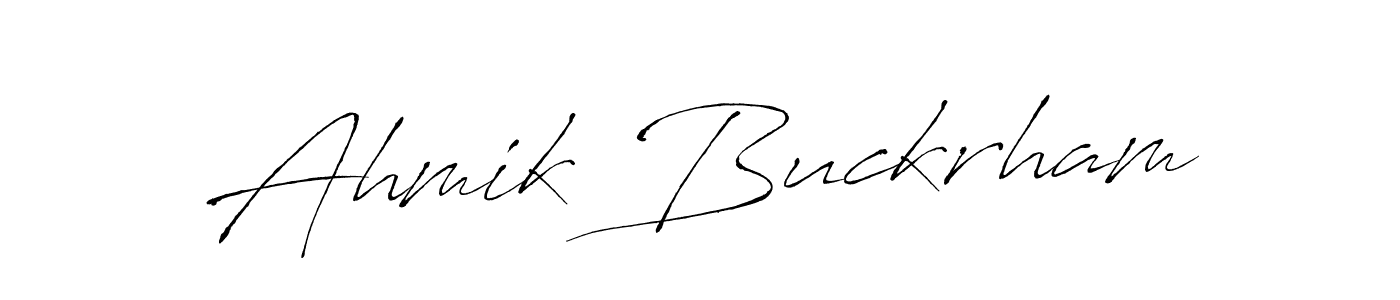 You should practise on your own different ways (Antro_Vectra) to write your name (Ahmik Buckrham) in signature. don't let someone else do it for you. Ahmik Buckrham signature style 6 images and pictures png