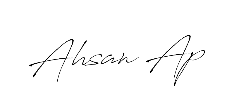 How to make Ahsan Ap name signature. Use Antro_Vectra style for creating short signs online. This is the latest handwritten sign. Ahsan Ap signature style 6 images and pictures png