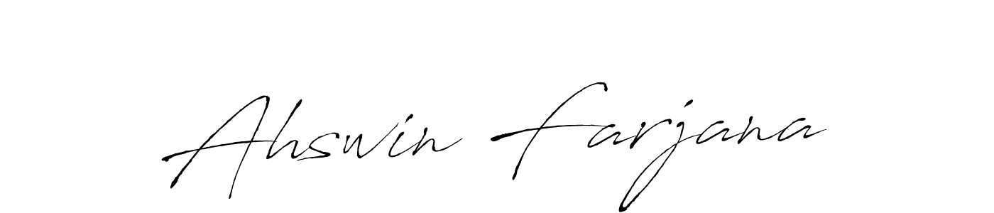 How to make Ahswin Farjana name signature. Use Antro_Vectra style for creating short signs online. This is the latest handwritten sign. Ahswin Farjana signature style 6 images and pictures png