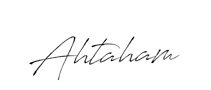 Design your own signature with our free online signature maker. With this signature software, you can create a handwritten (Antro_Vectra) signature for name Ahtaham. Ahtaham signature style 6 images and pictures png