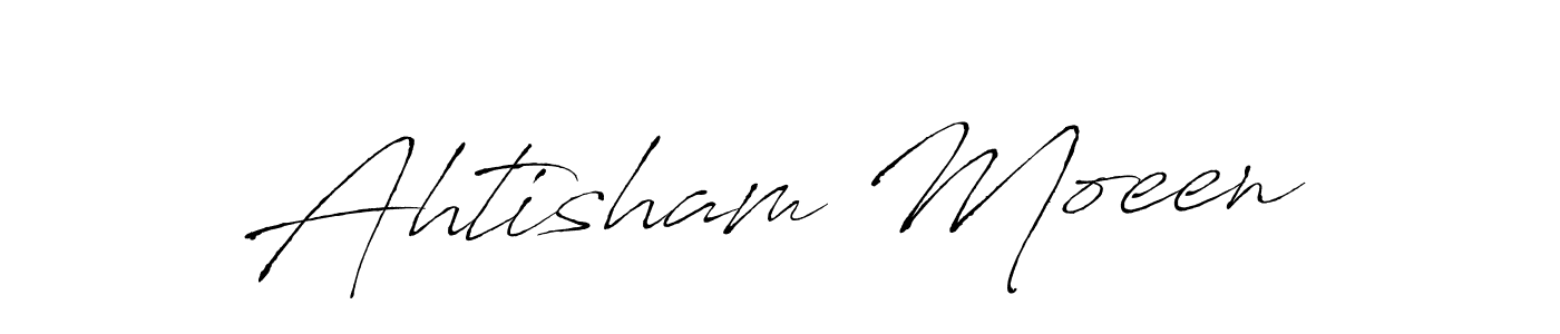 The best way (Antro_Vectra) to make a short signature is to pick only two or three words in your name. The name Ahtisham Moeen include a total of six letters. For converting this name. Ahtisham Moeen signature style 6 images and pictures png