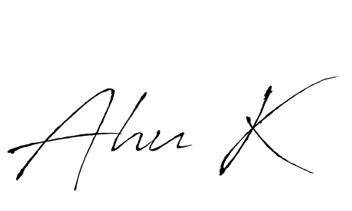 The best way (Antro_Vectra) to make a short signature is to pick only two or three words in your name. The name Ahu K include a total of six letters. For converting this name. Ahu K signature style 6 images and pictures png