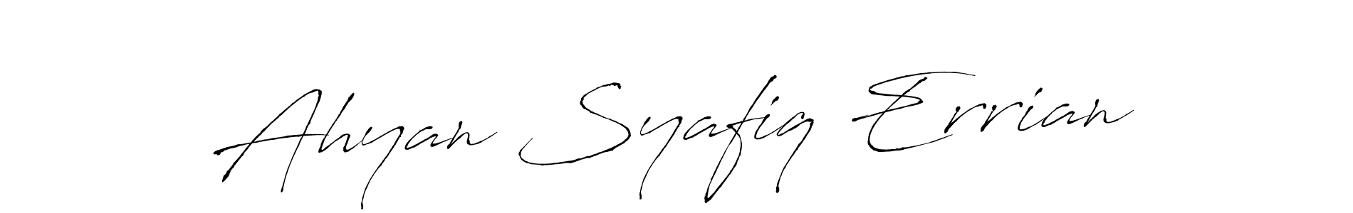 This is the best signature style for the Ahyan Syafiq Errian name. Also you like these signature font (Antro_Vectra). Mix name signature. Ahyan Syafiq Errian signature style 6 images and pictures png