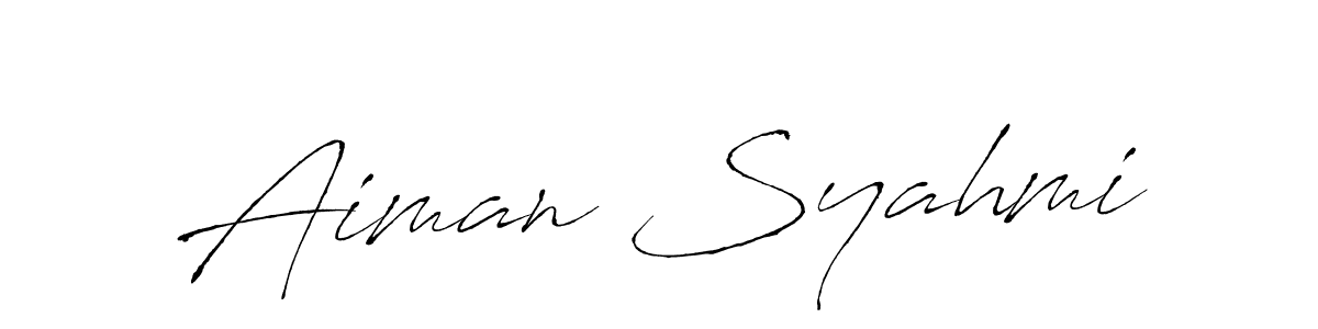 Antro_Vectra is a professional signature style that is perfect for those who want to add a touch of class to their signature. It is also a great choice for those who want to make their signature more unique. Get Aiman Syahmi name to fancy signature for free. Aiman Syahmi signature style 6 images and pictures png