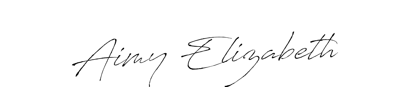 The best way (Antro_Vectra) to make a short signature is to pick only two or three words in your name. The name Aimy Elizabeth include a total of six letters. For converting this name. Aimy Elizabeth signature style 6 images and pictures png