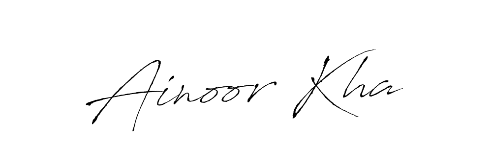 Make a beautiful signature design for name Ainoor Kha. With this signature (Antro_Vectra) style, you can create a handwritten signature for free. Ainoor Kha signature style 6 images and pictures png