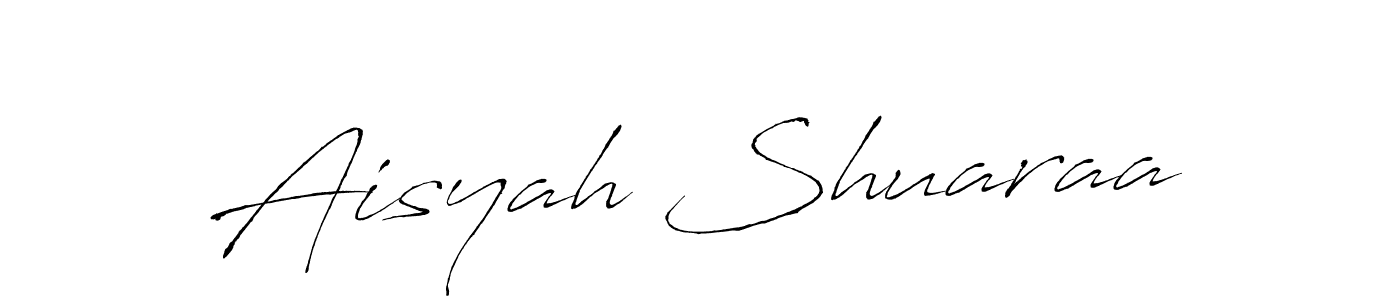 The best way (Antro_Vectra) to make a short signature is to pick only two or three words in your name. The name Aisyah Shuaraa include a total of six letters. For converting this name. Aisyah Shuaraa signature style 6 images and pictures png