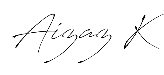 The Antro_Vectra typeface gives name Aizaz K a refined look. Suitable for certificates, diplomas, and official verification. Aizaz K signature style 6 images and pictures png