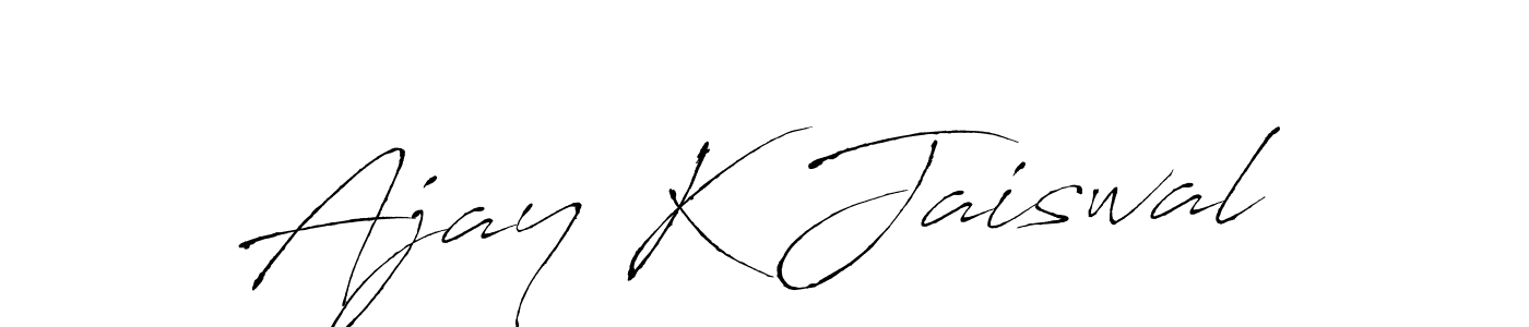 How to make Ajay K Jaiswal name signature. Use Antro_Vectra style for creating short signs online. This is the latest handwritten sign. Ajay K Jaiswal signature style 6 images and pictures png