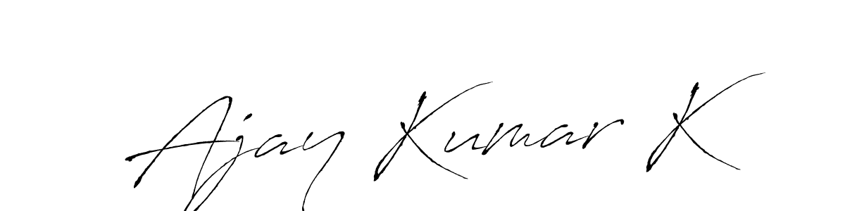 if you are searching for the best signature style for your name Ajay Kumar K. so please give up your signature search. here we have designed multiple signature styles  using Antro_Vectra. Ajay Kumar K signature style 6 images and pictures png