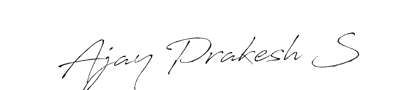 The best way (Antro_Vectra) to make a short signature is to pick only two or three words in your name. The name Ajay Prakesh S include a total of six letters. For converting this name. Ajay Prakesh S signature style 6 images and pictures png