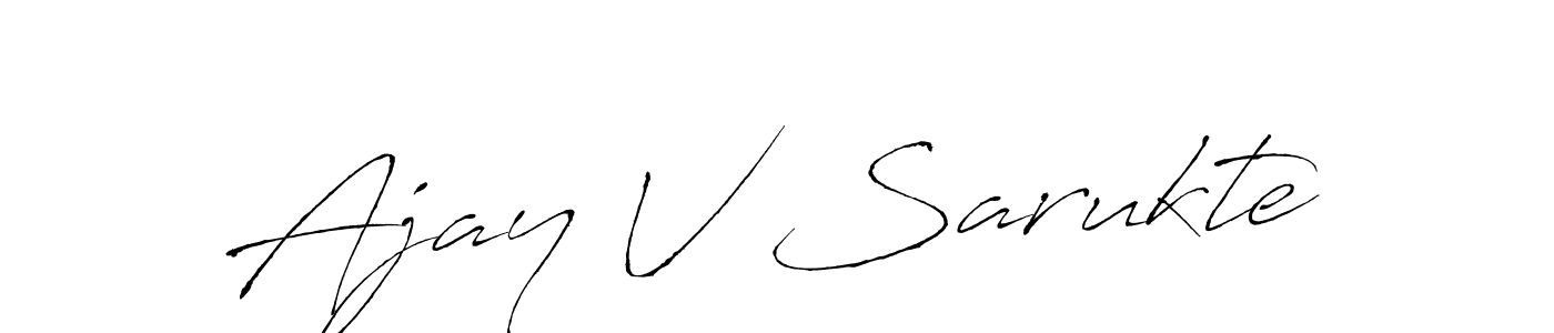 How to make Ajay V Sarukte name signature. Use Antro_Vectra style for creating short signs online. This is the latest handwritten sign. Ajay V Sarukte signature style 6 images and pictures png