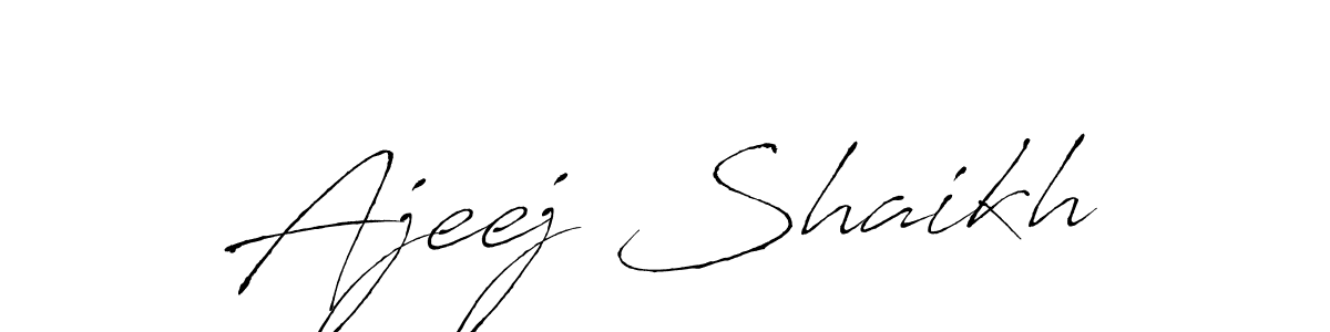 Antro_Vectra is a professional signature style that is perfect for those who want to add a touch of class to their signature. It is also a great choice for those who want to make their signature more unique. Get Ajeej Shaikh name to fancy signature for free. Ajeej Shaikh signature style 6 images and pictures png