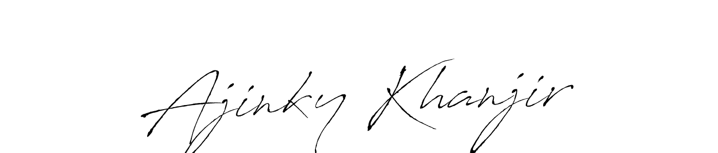 This is the best signature style for the Ajinky Khanjir name. Also you like these signature font (Antro_Vectra). Mix name signature. Ajinky Khanjir signature style 6 images and pictures png