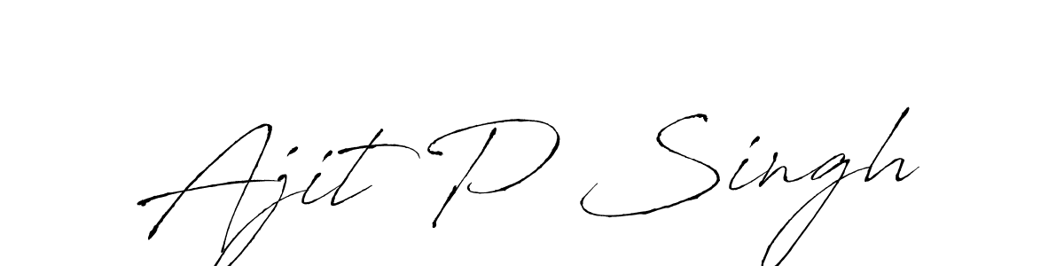 How to make Ajit P Singh name signature. Use Antro_Vectra style for creating short signs online. This is the latest handwritten sign. Ajit P Singh signature style 6 images and pictures png