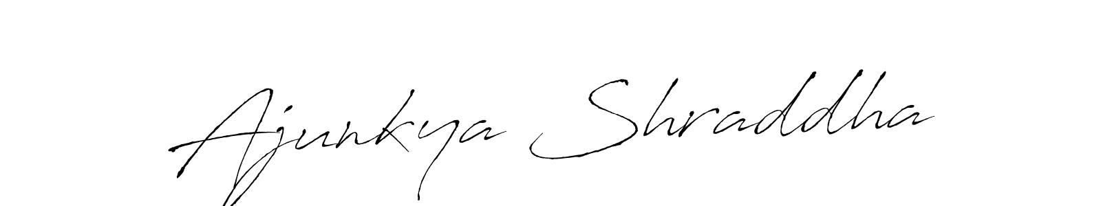 How to make Ajunkya Shraddha name signature. Use Antro_Vectra style for creating short signs online. This is the latest handwritten sign. Ajunkya Shraddha signature style 6 images and pictures png