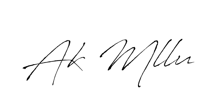 How to make Ak Mllu name signature. Use Antro_Vectra style for creating short signs online. This is the latest handwritten sign. Ak Mllu signature style 6 images and pictures png