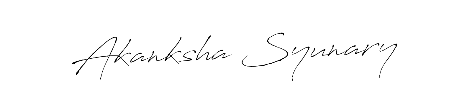 Also You can easily find your signature by using the search form. We will create Akanksha Syunary name handwritten signature images for you free of cost using Antro_Vectra sign style. Akanksha Syunary signature style 6 images and pictures png