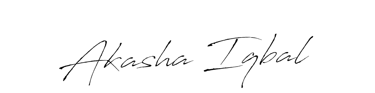 Make a beautiful signature design for name Akasha Iqbal. With this signature (Antro_Vectra) style, you can create a handwritten signature for free. Akasha Iqbal signature style 6 images and pictures png