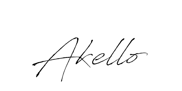 Design your own signature with our free online signature maker. With this signature software, you can create a handwritten (Antro_Vectra) signature for name Akello. Akello signature style 6 images and pictures png