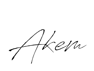 Design your own signature with our free online signature maker. With this signature software, you can create a handwritten (Antro_Vectra) signature for name Akem. Akem signature style 6 images and pictures png