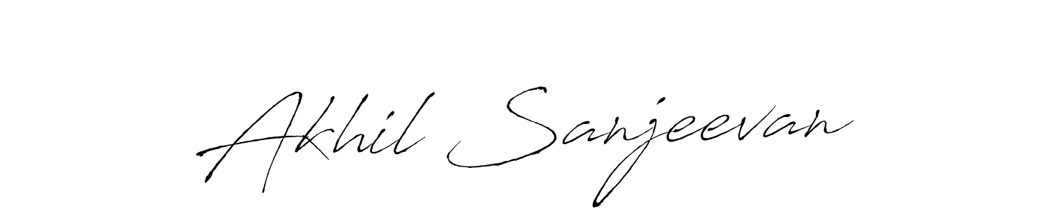 Antro_Vectra is a professional signature style that is perfect for those who want to add a touch of class to their signature. It is also a great choice for those who want to make their signature more unique. Get Akhil Sanjeevan name to fancy signature for free. Akhil Sanjeevan signature style 6 images and pictures png