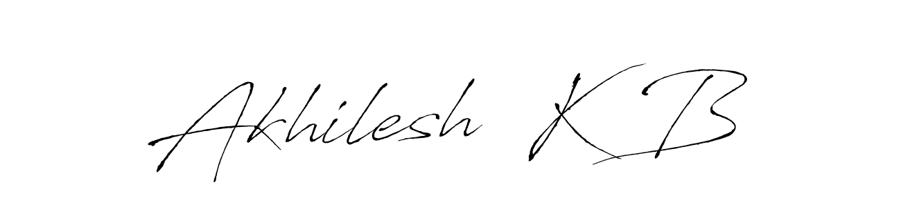 The best way (Antro_Vectra) to make a short signature is to pick only two or three words in your name. The name Akhilesh  K B include a total of six letters. For converting this name. Akhilesh  K B signature style 6 images and pictures png