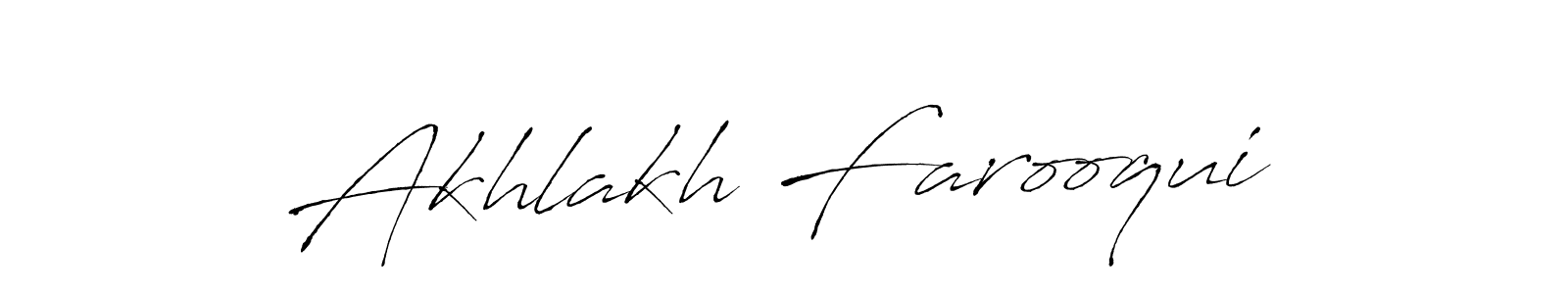 How to make Akhlakh Farooqui name signature. Use Antro_Vectra style for creating short signs online. This is the latest handwritten sign. Akhlakh Farooqui signature style 6 images and pictures png