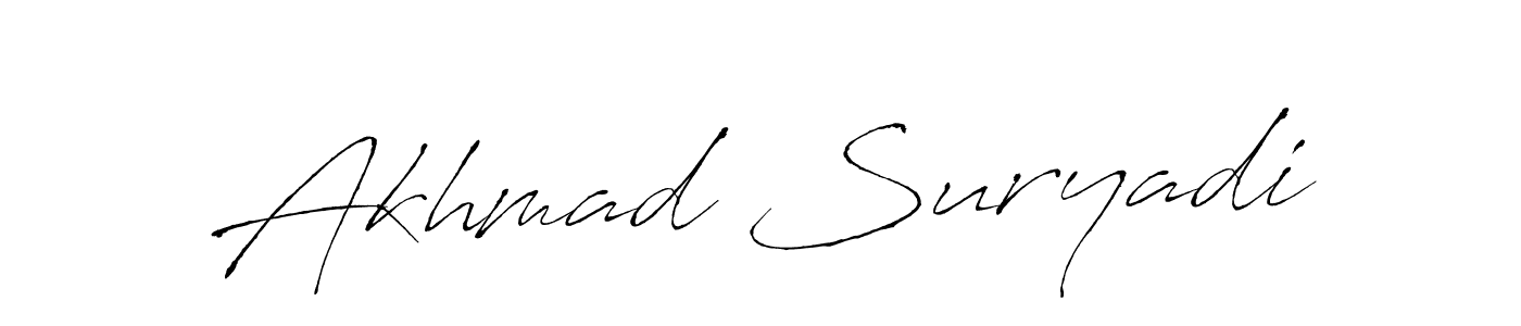 Create a beautiful signature design for name Akhmad Suryadi. With this signature (Antro_Vectra) fonts, you can make a handwritten signature for free. Akhmad Suryadi signature style 6 images and pictures png