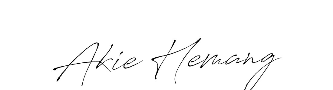 Make a beautiful signature design for name Akie Hemang. With this signature (Antro_Vectra) style, you can create a handwritten signature for free. Akie Hemang signature style 6 images and pictures png