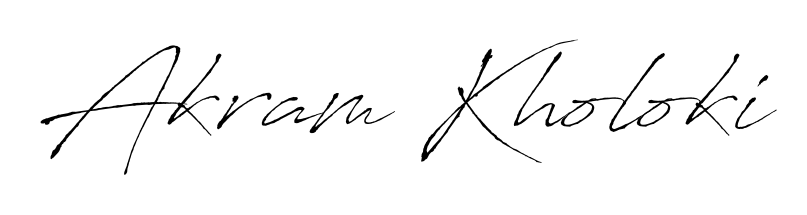 Stand out with a creative autograph for Akram Kholoki. The Antro_Vectra styling blends modern aesthetics with classic signature flourishes. Akram Kholoki signature style 6 images and pictures png