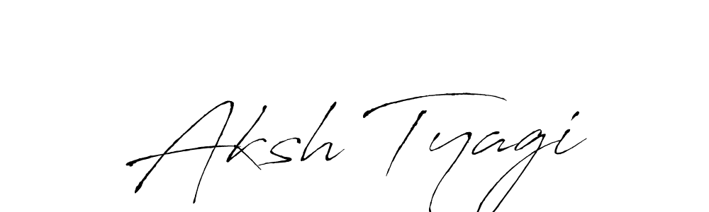 The best way (Antro_Vectra) to make a short signature is to pick only two or three words in your name. The name Aksh Tyagi include a total of six letters. For converting this name. Aksh Tyagi signature style 6 images and pictures png