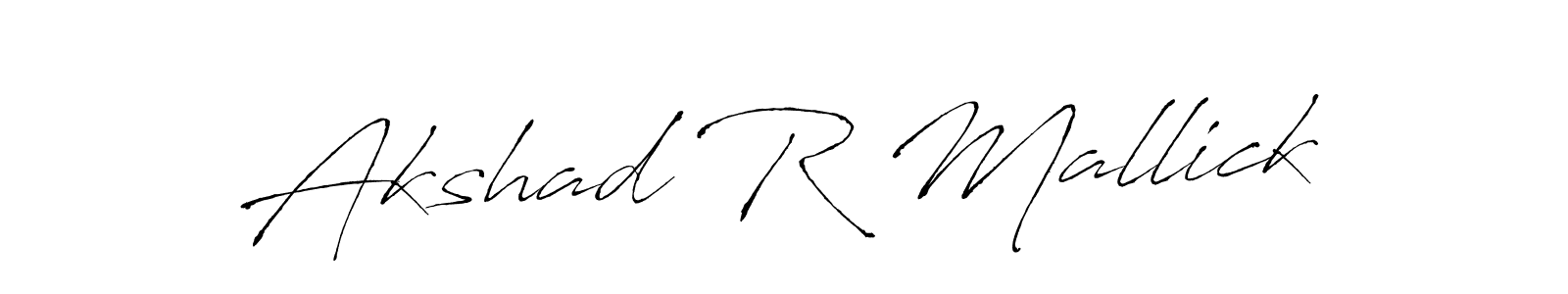 How to make Akshad R Mallick name signature. Use Antro_Vectra style for creating short signs online. This is the latest handwritten sign. Akshad R Mallick signature style 6 images and pictures png